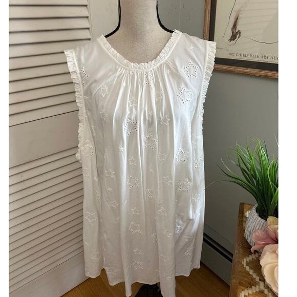 TORRID 5 Womens Blouse Challis White Embrodered Stars Ruffle Trim Boho Summer 5X - Picture 1 of 11